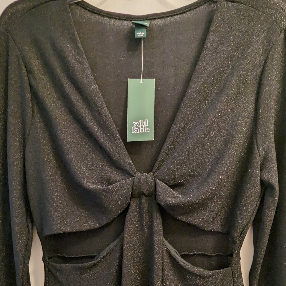 Black front tie dress